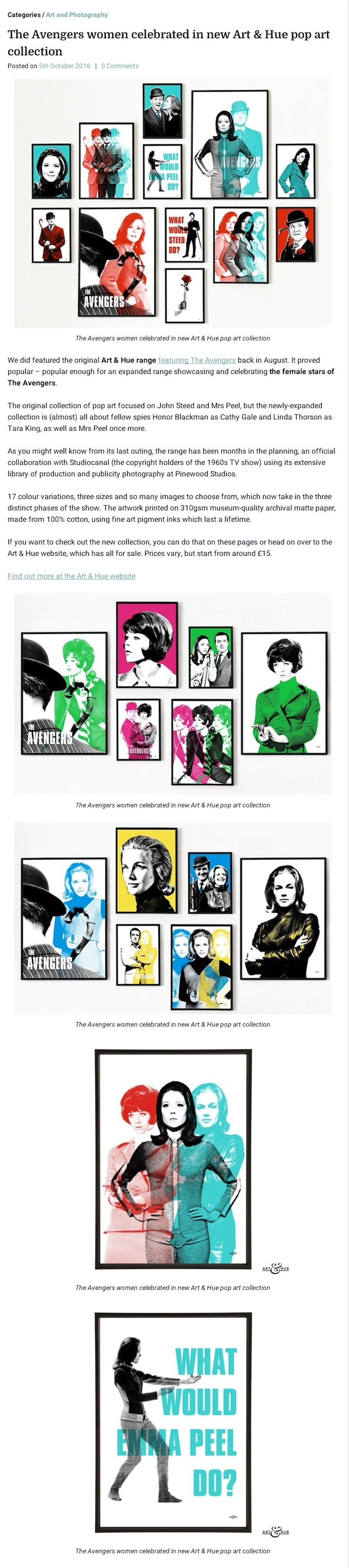 Art & Hue's official pop art range featuring The Avengers women is now available to buy.