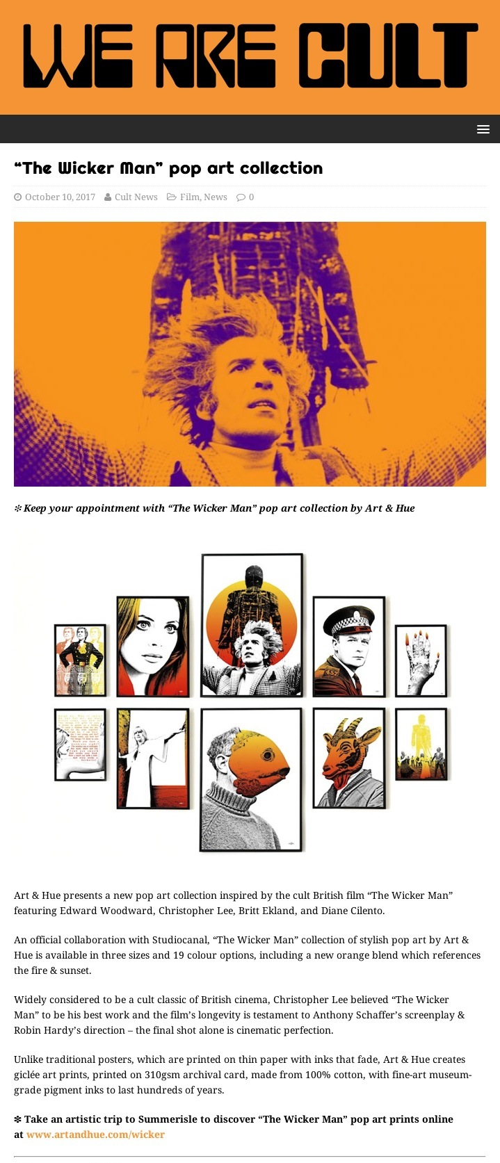 The Wicker Man pop art collection – We Are Cult