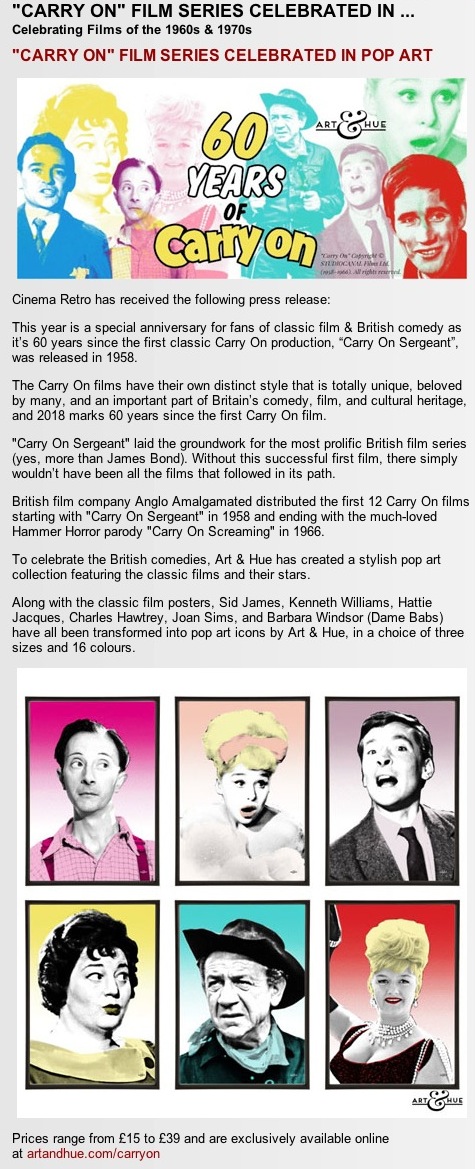 "CARRY ON" FILM SERIES CELEBRATED IN POP ART - CinemaRetro.com