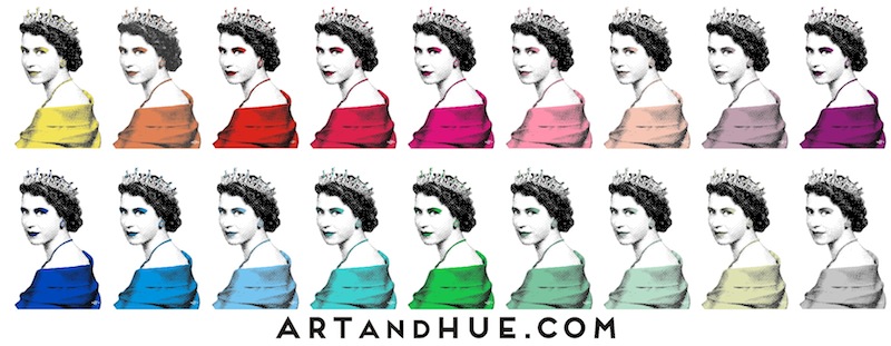 The Queen Pop Art in 19 colours by Art & Hue