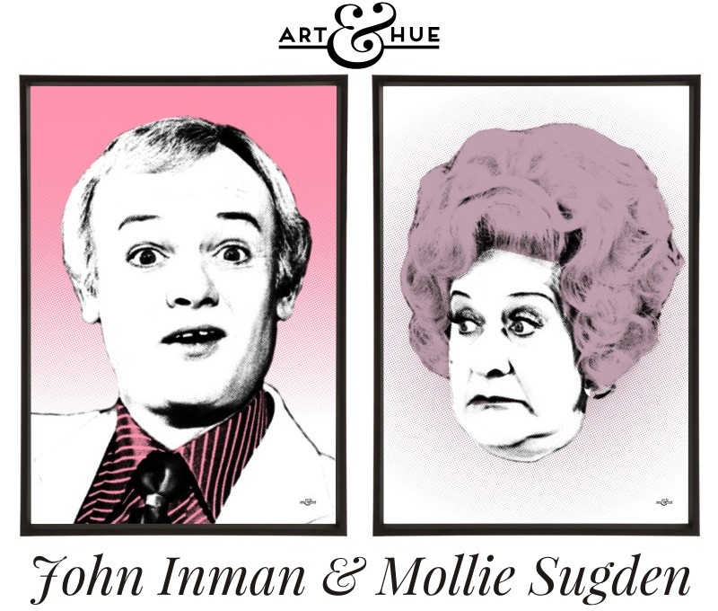 John Inman & Mollie Sugden pair of pop art prints by Art & Hue