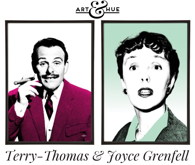 Terry-Thomas & Joyce Grenfell Pair of pop art prints by Art & Hue
