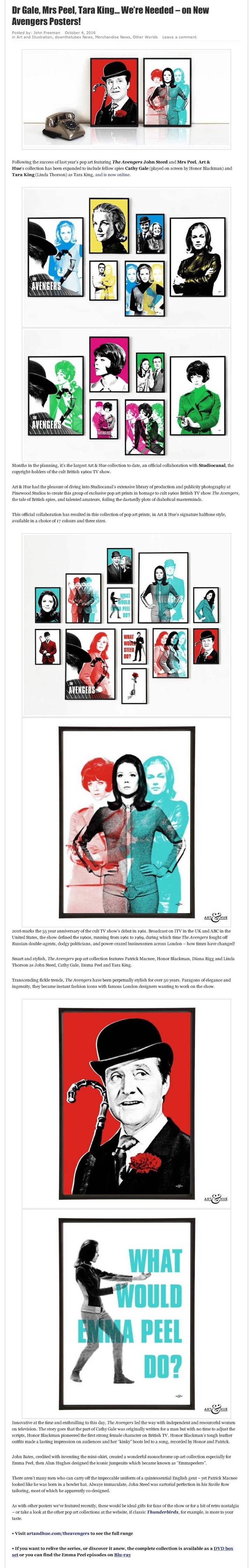 Dr Gale, Mrs Peel, Tara King… We’re Needed – on New Avengers Posters! | downthetubes.net