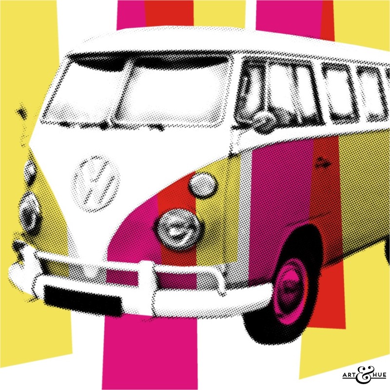 VW Camper Van - Mid-Century Motoring - Stylish Pop Art | Art & Hue