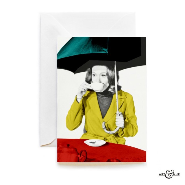 British Tea Greeting Card The Avengers Emma Peel Diana Rigg