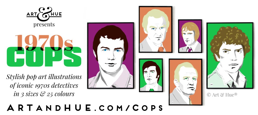 Art & Hue presents 1970s Cops stylish pop art illustrations