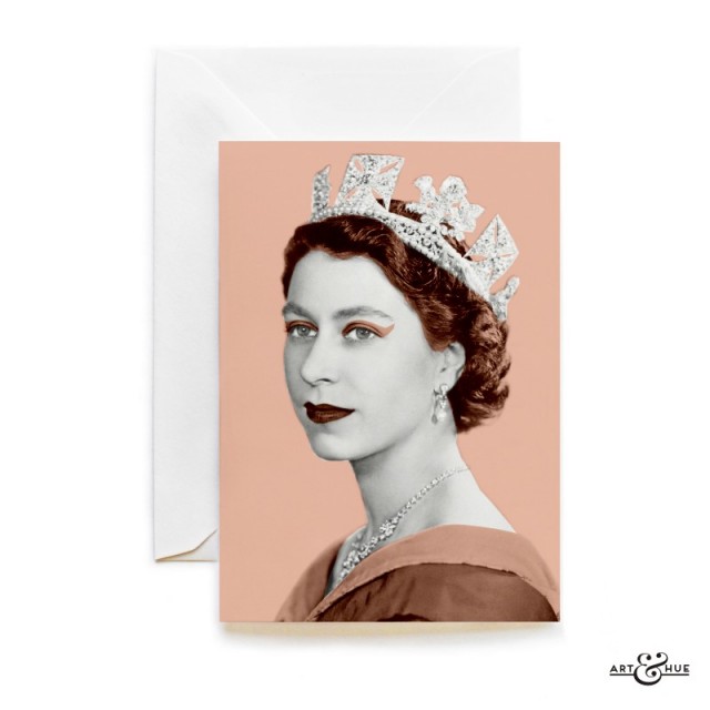 Queen Elizabeth II greeting card in Blush Pink by Art & Hue