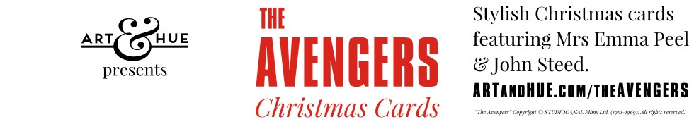 Stylish Christmas Cards featuring The Avengers Steed & Mrs Emma Peel by Art & Hue