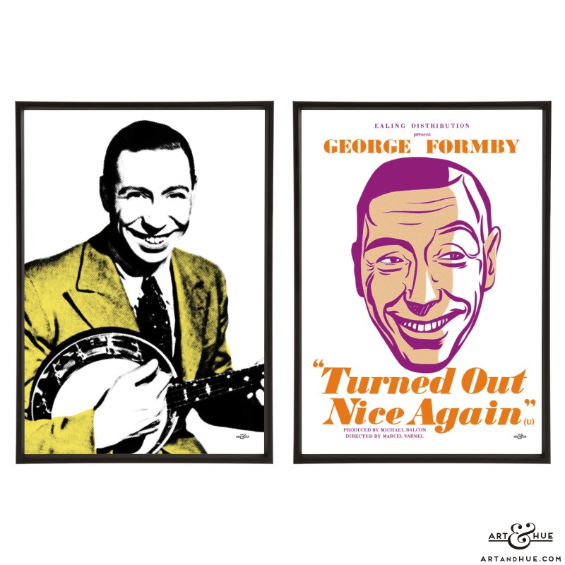 George Formby Pair of pop art prints by Art & Hue