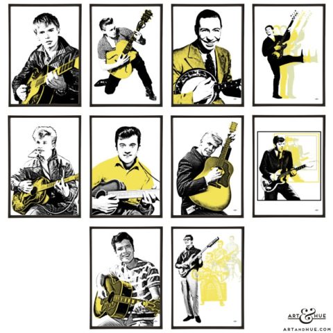 Guitars group of pop art prints by Art & Hue