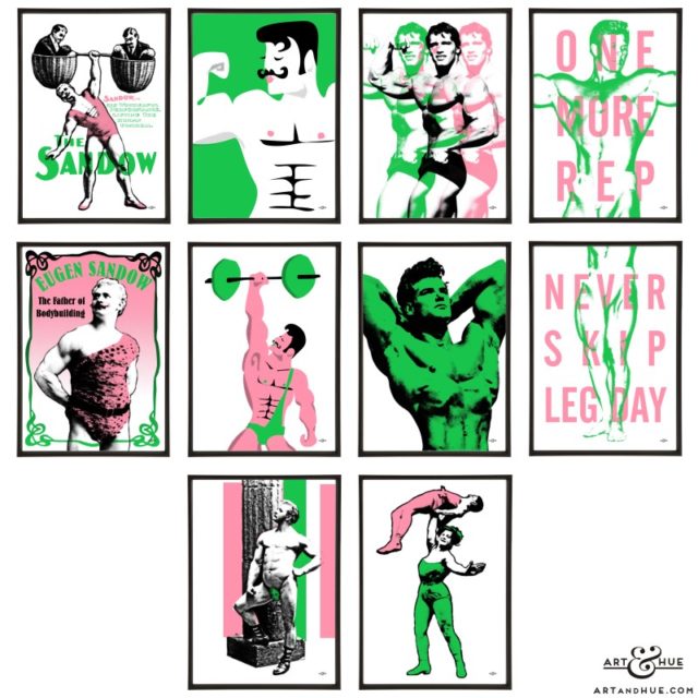 Gym Bodybuilding Group of pop art prints by Art & Hue