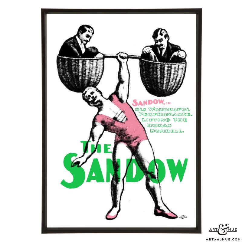 The Sandow Human Dumbbell pop art print by Art & Hue
