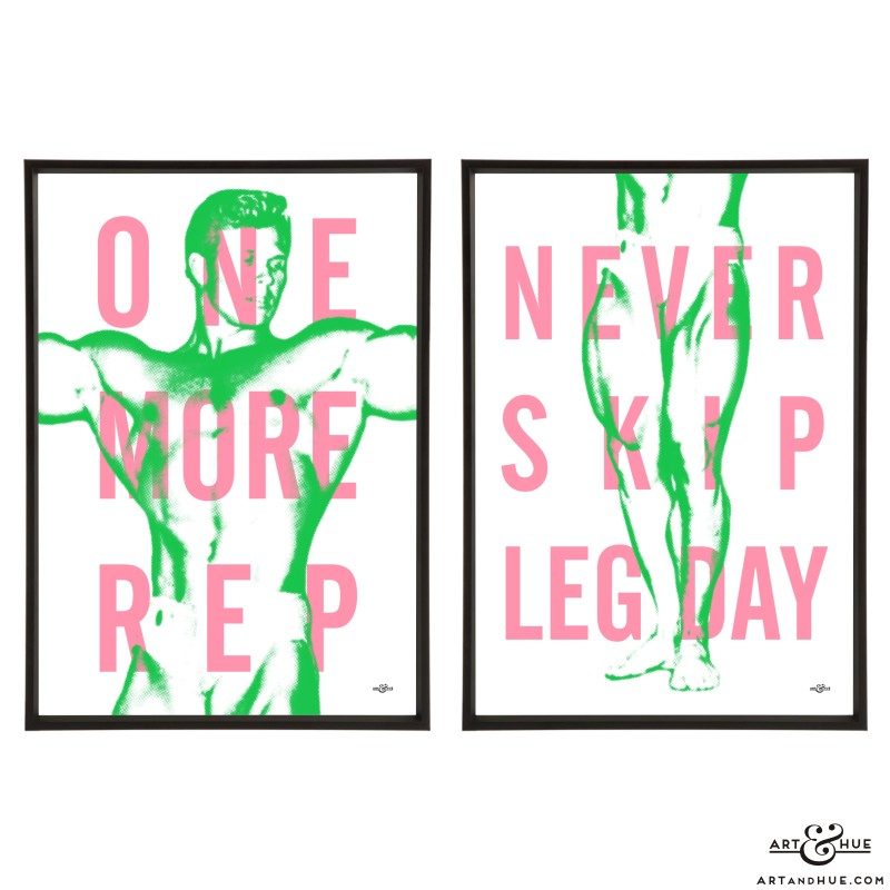 Muscle Motivation pair of stylish pop art prints