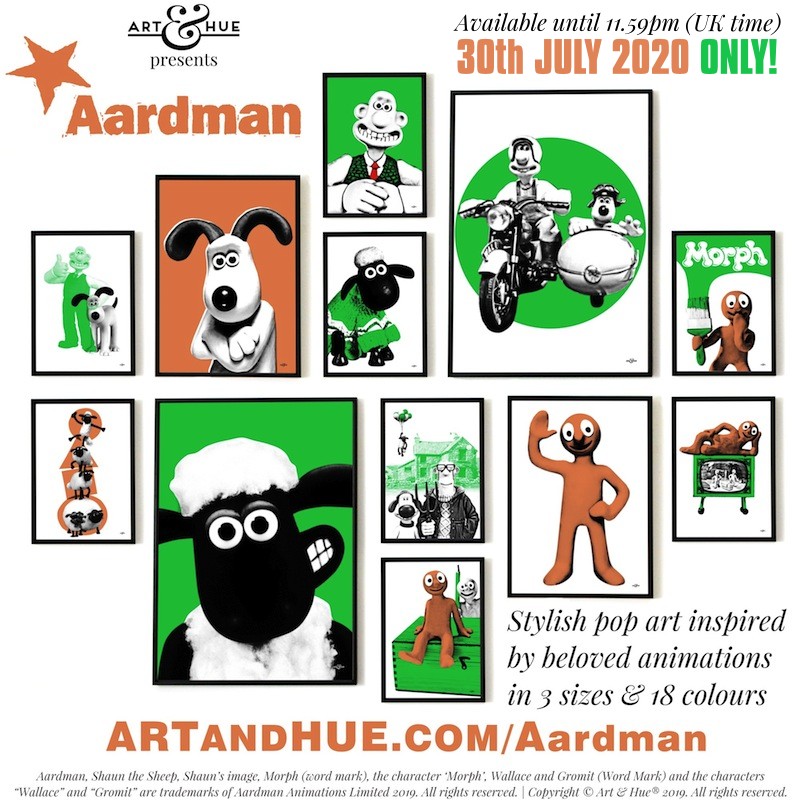 Art & Hue presents Aardman stylish pop art prints