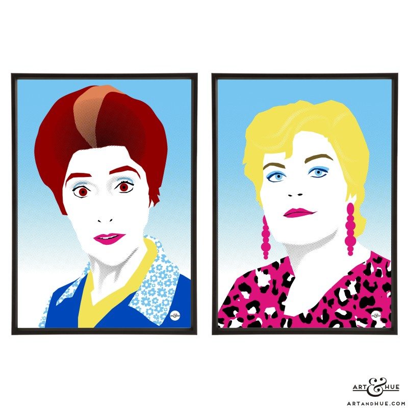 Walford pair of Eastenders soap queens June Brown & Pam St Clement pop art prints by Art & Hue