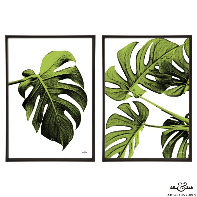 Pair of Leaf stylish pop art prints by Art & Hue