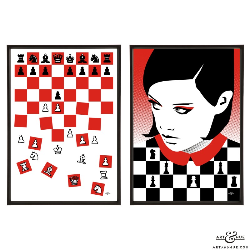 Queen's Gambit Pair of stylish pop art prints by Art & Hue