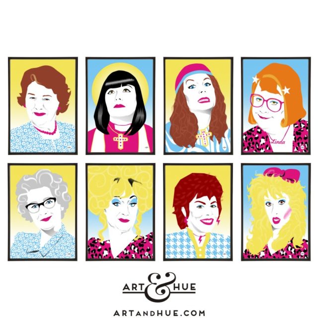 Six Comedy Queens pop art prints by Art & Hue