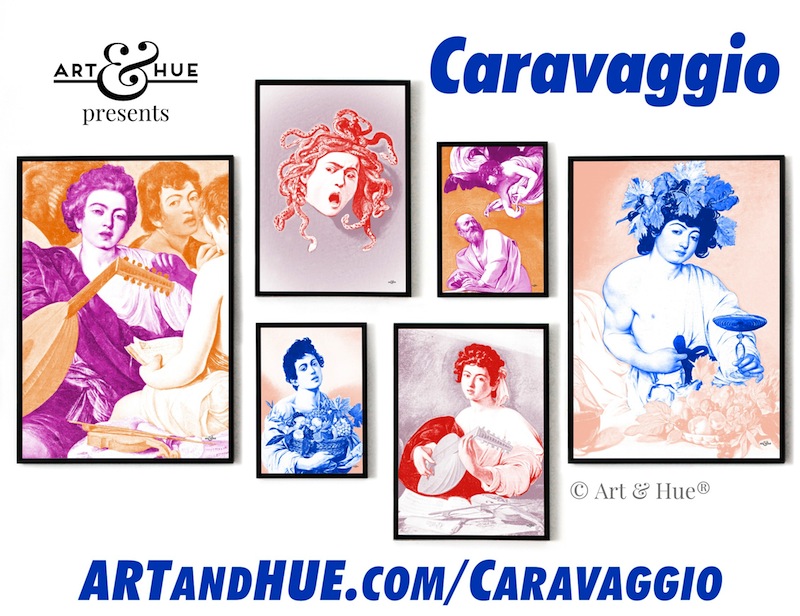 Caravaggio stylish pop art prints by Art & Hue