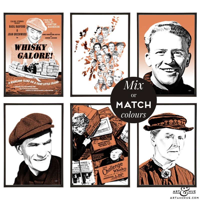 Whisky Galore group of stylish pop art prints by Art & Hue