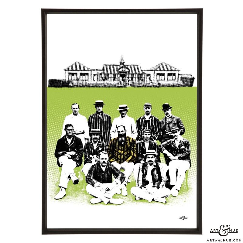 Cricket pavilion team of cricketers stylish cricket pop art print by Art & Hue