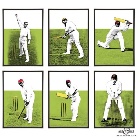 Cricketers group of stylish pop art prints by Art & Hue