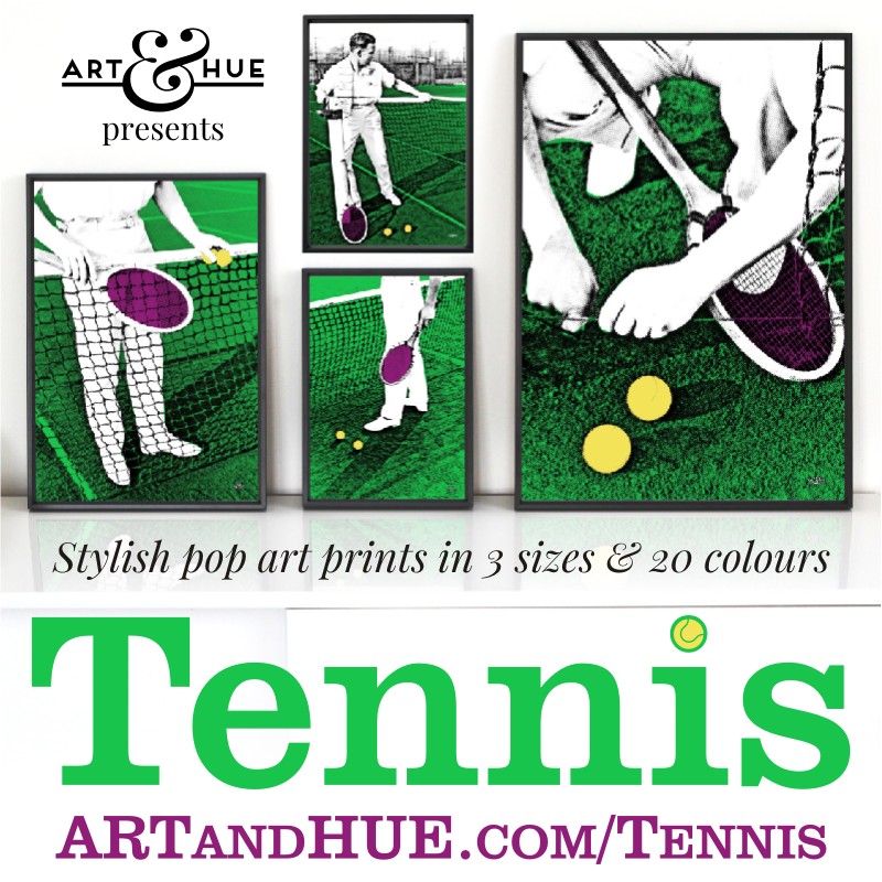 Tennis stylish pop art prints by Art & Hue