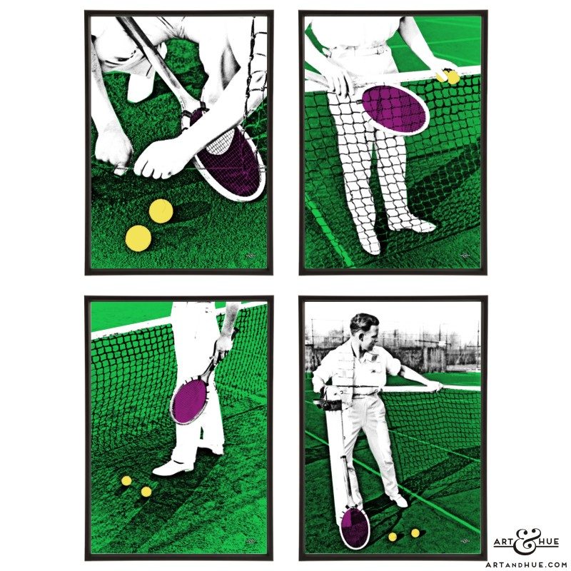 Tennis Group of stylish pop art prints by Art & Hue, in 3 sizes & 20 colours, on 310gsm fine art museum-quality matte cotton paper with archival pigment inks.