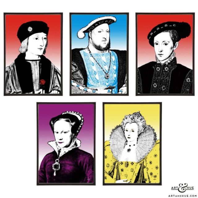 The Tudors group of stylish pop art prints by Art & Hue