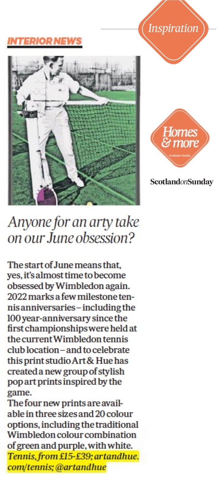 Tennis pop art in Scotland On Sunday