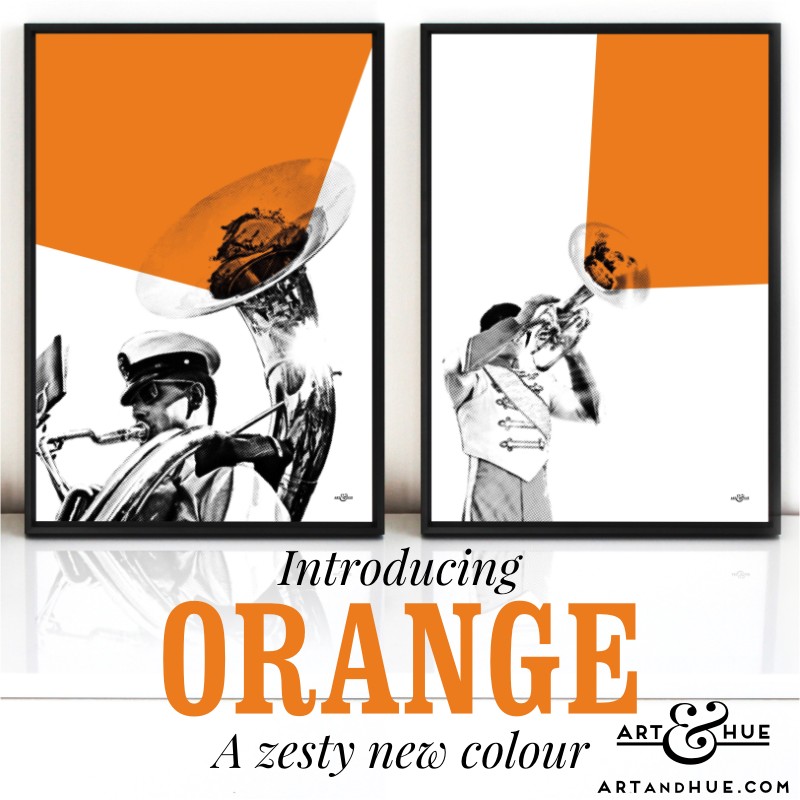 Orange Brass pair of pop art prints by Art & Hue