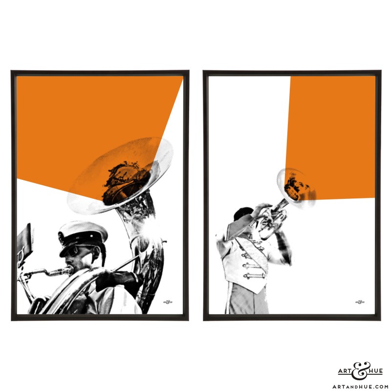 Brass Pair of stylish pop art prints by Art & Hue