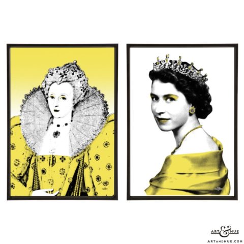 Elizabethan Pair of stylish pop art prints by Art & Hue