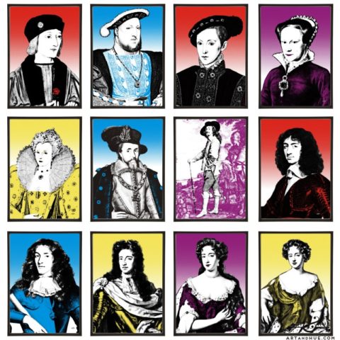Tudors & Stuart dozen stylish pop art prints