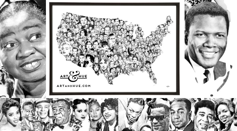 Black Icons on the Movie Map of America by Art & Hue