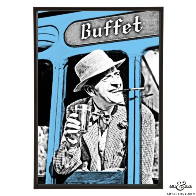 Titfield Thunderbolt Buffet Car with Stanley Holloway stylish pop art print by Art & Hue