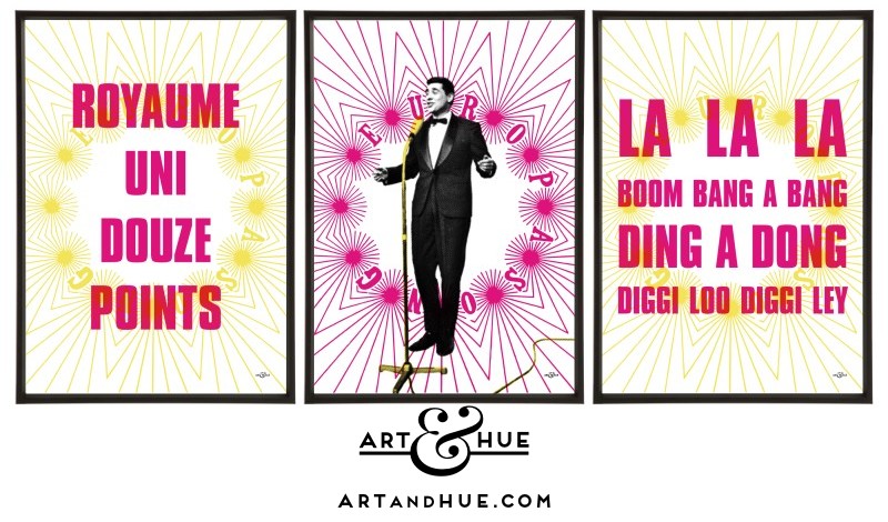 Europasong trio of stylish pop art prints by Art & Hue