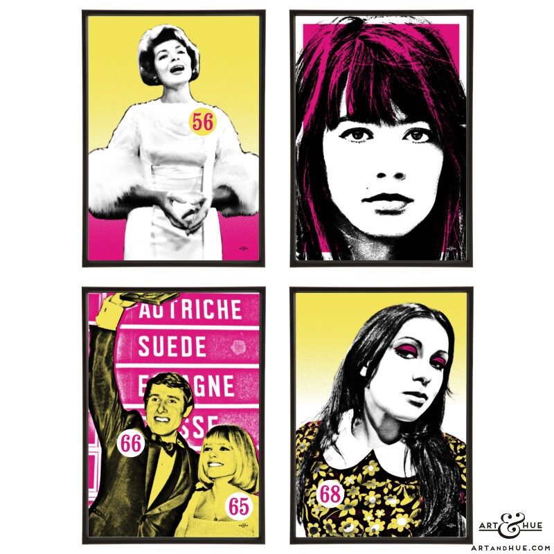 European group of song contest singers pop art prints by Art & Hue