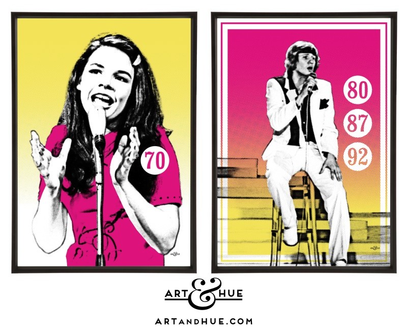 Ireland pair of stylish pop art prints with Dana & Johnny Logan