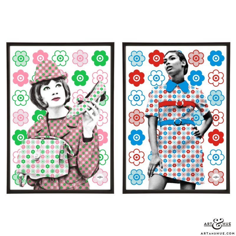 Floral womenswear pair of stylish pop art prints by Art & Hue