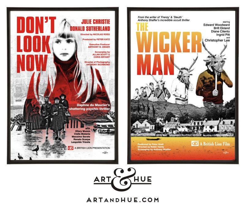 Don't Look Now & The Wicker Man stylish pop art posters by Art & Hue