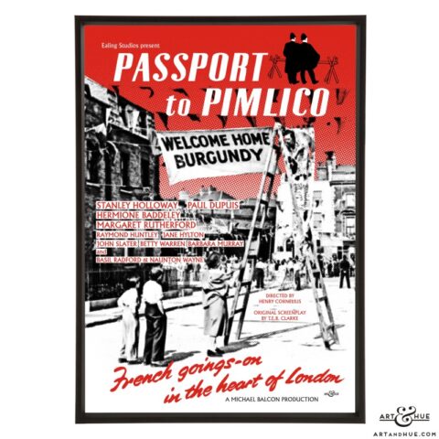 Passport to Pimlico Poster stylish pop art print by Art & Hue