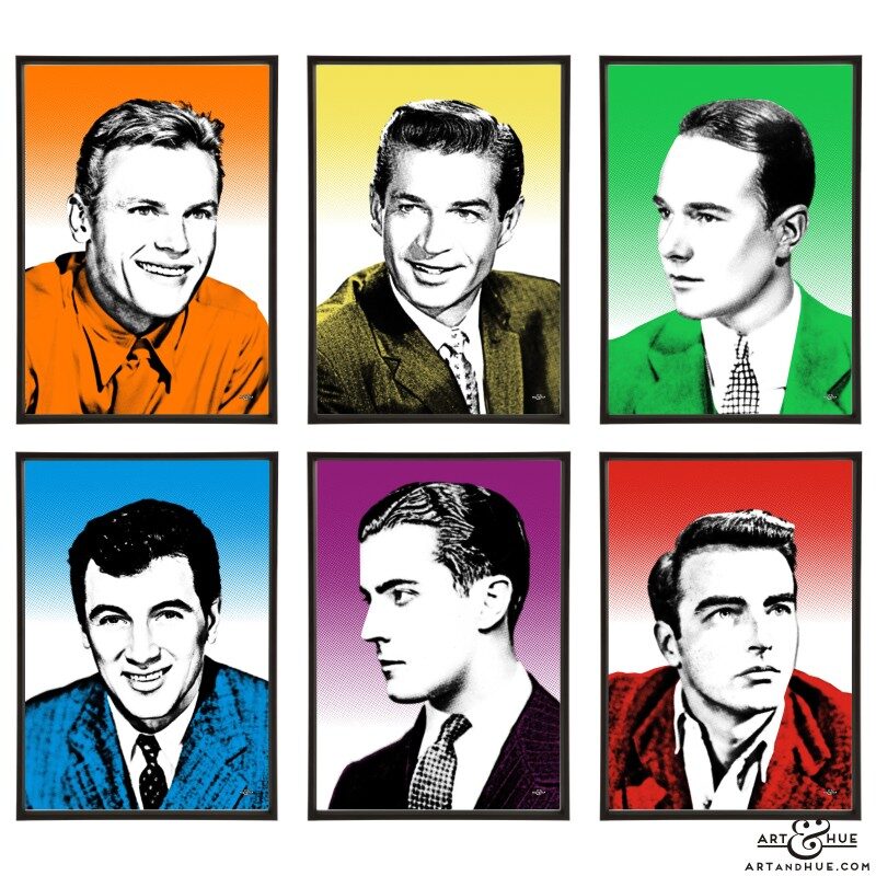 Hollywood Guys Group of pop art prints by Art & Hue