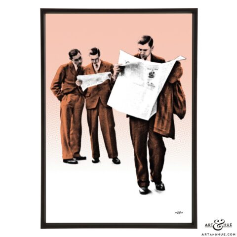 Newspaper Men stylish pop art print by Art & Hue