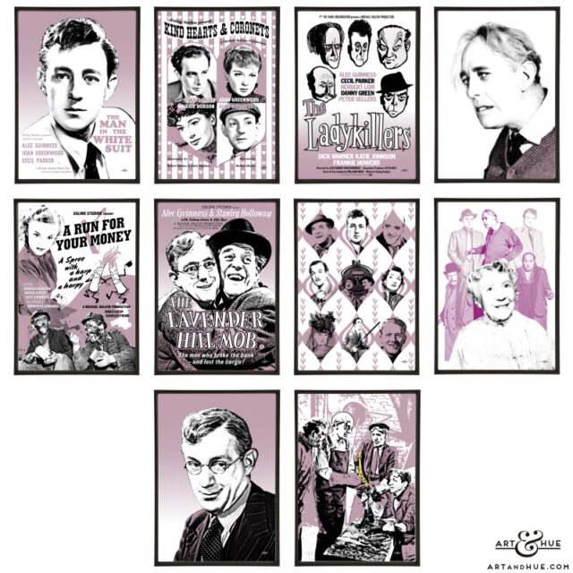 Alec Guinness group of stylish pop art prints from the Ealing Comedies collection by Art & Hue