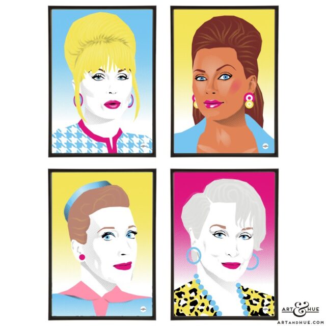 Fictional Fashion Editors stylish pop art prints in a group of four by Art & Hue