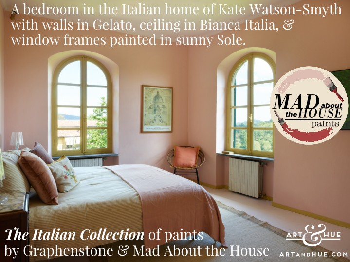 One of the bedrooms at the Mad About the House Italian home painted in Graphenstone colours