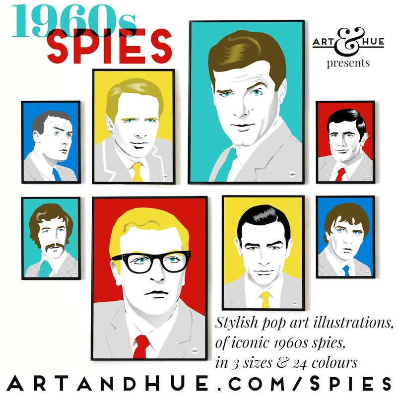 Art & Hue presents 1960s Spies illustrations