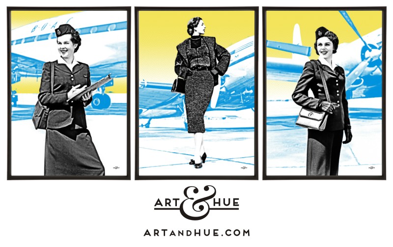 Airside Trio of stylish pop art prints by Art & Hue