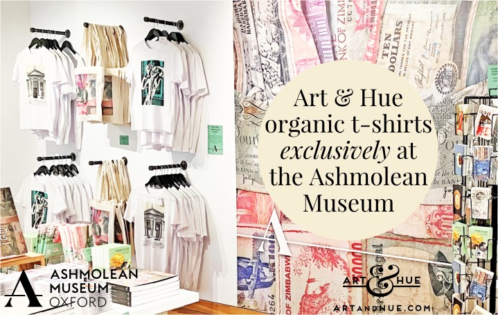 Ashmolean x Art & Hue organic T-shirts collaboration at the Ashmolean Museum Oxford